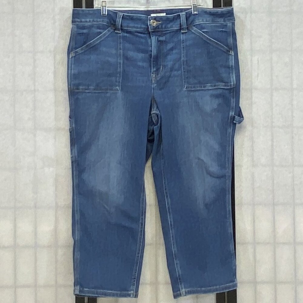 Edgely Carpenter Utility Denim Jeans 22W Short Medium Wash Relaxed Fit Workwear